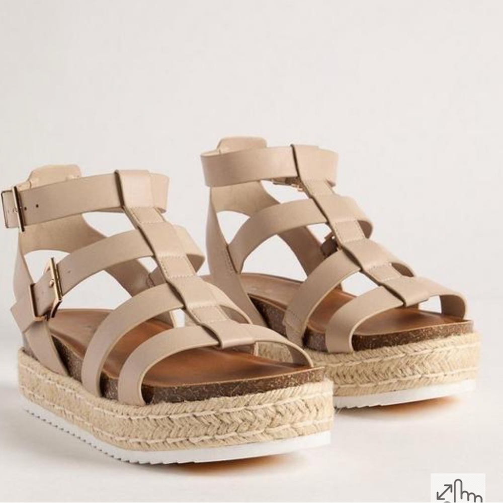 Torrid Cream and Tan Platform Espadrilles